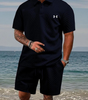 Textured Polo & Shorts Set — Clearance Sale