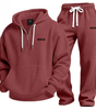 Textured Quarter-Zip Hooded Tracksuit Set