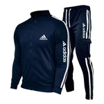 Striped Zip-Up Cargo Tracksuit Set