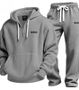 Textured Quarter-Zip Hooded Tracksuit Set