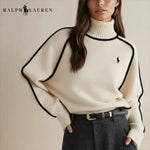 Elegant Contrast Knit Turtleneck Sweater