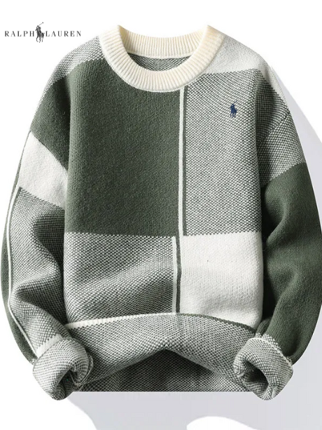 Men's New Fashion Trend Geometric Crew Neck Sweater