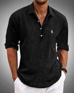 Linen Popover Henley Shirt — Clearance Sale