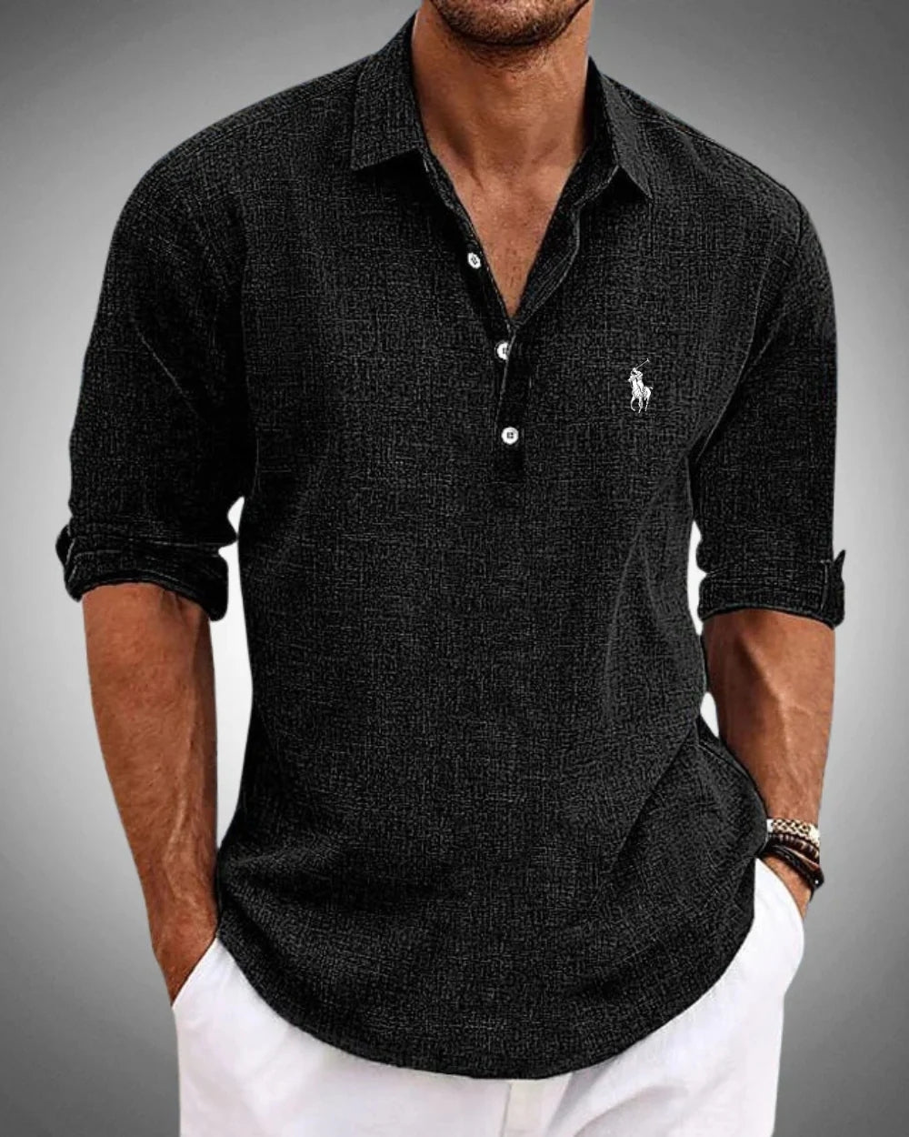 Linen Popover Henley Shirt — Clearance Sale