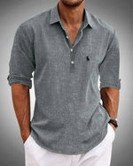 Linen Popover Henley Shirt — Clearance Sale
