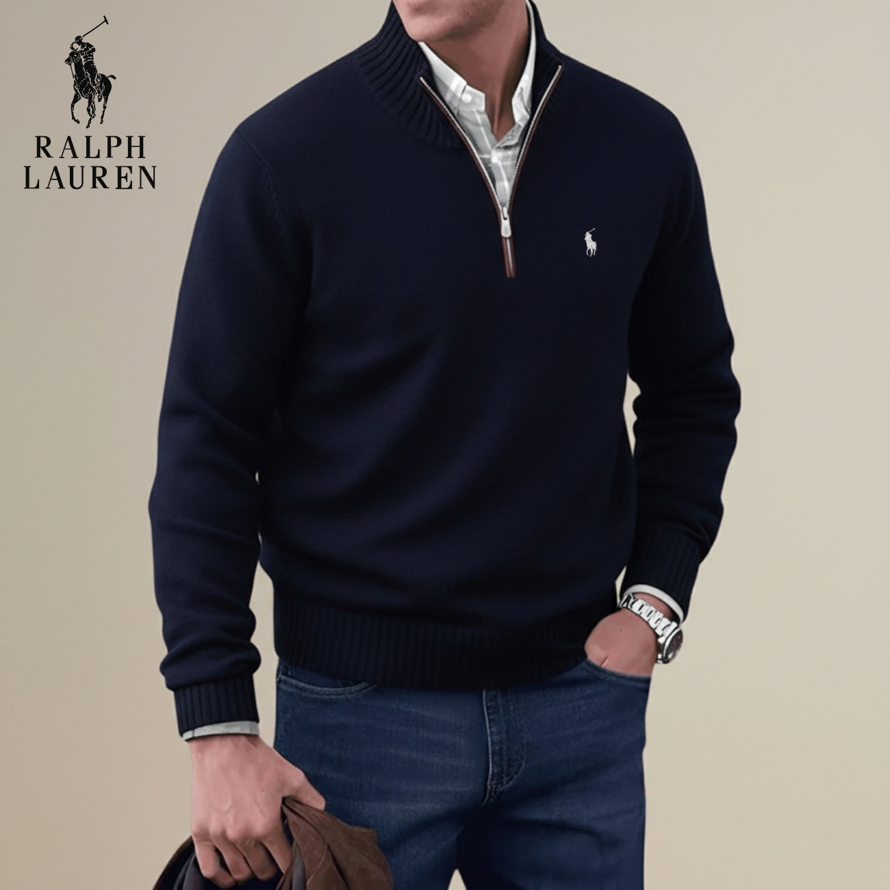 Knitted Half-Zip Sweater || Clearance Sale