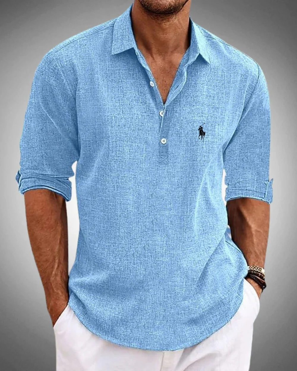 Linen Popover Henley Shirt — Clearance Sale