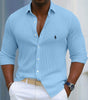 Ribbed Long-Sleeve Button-Up Shirt — Clearance Sale
