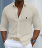 Ribbed Long-Sleeve Button-Up Shirt — Clearance Sale
