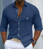 Ribbed Long-Sleeve Button-Up Shirt — Clearance Sale