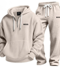 Textured Quarter-Zip Hooded Tracksuit Set