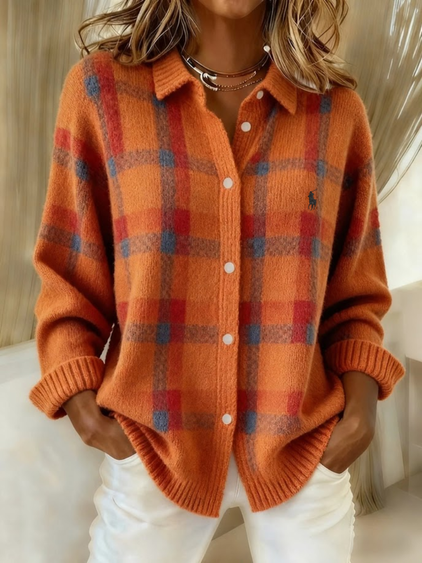 Classic Check Knit Button-Down Cardigan - Clearance Sale