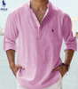 Linen Mandarin Collar Henley Shirt — Clearance Sale