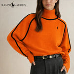 Elegant Contrast Knit Turtleneck Sweater