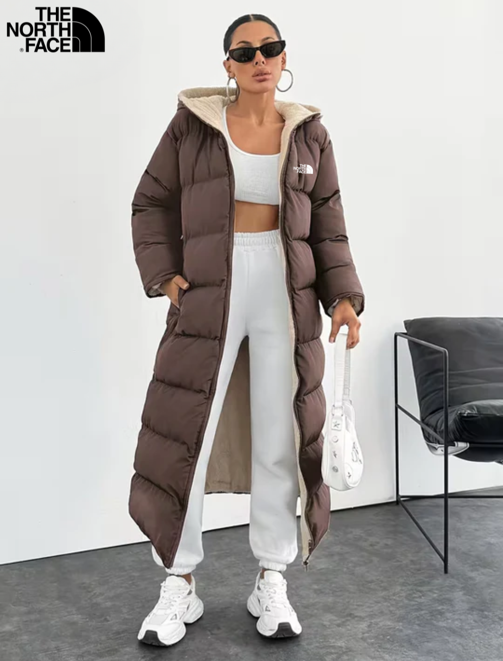 Long Puffer Coat with Hood and Sherpa Lining || CLEARANCE PRICE