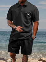 Textured Polo & Shorts Set — Clearance Sale