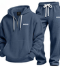 Textured Quarter-Zip Hooded Tracksuit Set