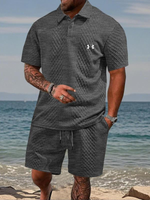 Textured Polo & Shorts Set — Clearance Sale