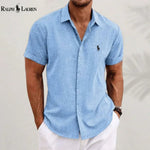 Linen Blend Short-Sleeve Shirt — Clearance Sale