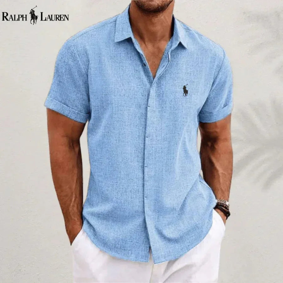 Linen Blend Short-Sleeve Shirt — Clearance Sale