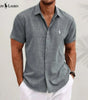 Linen Blend Short-Sleeve Shirt — Clearance Sale