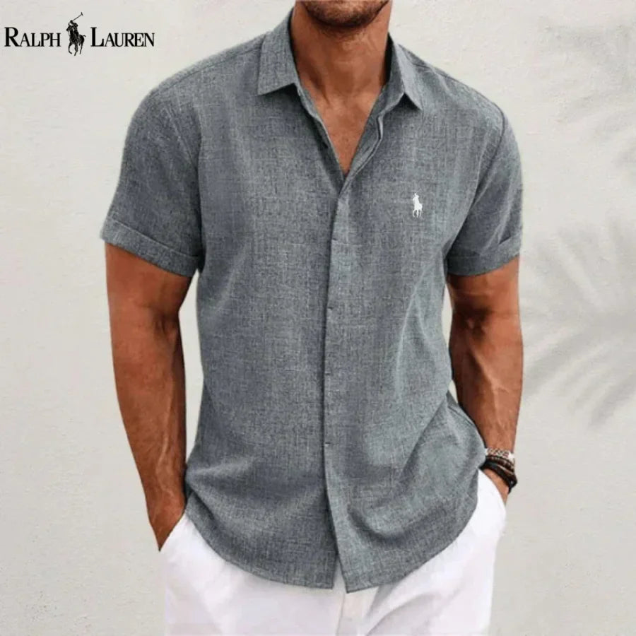 Linen Blend Short-Sleeve Shirt — Clearance Sale