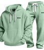 Textured Quarter-Zip Hooded Tracksuit Set