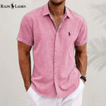 Linen Blend Short-Sleeve Shirt — Clearance Sale