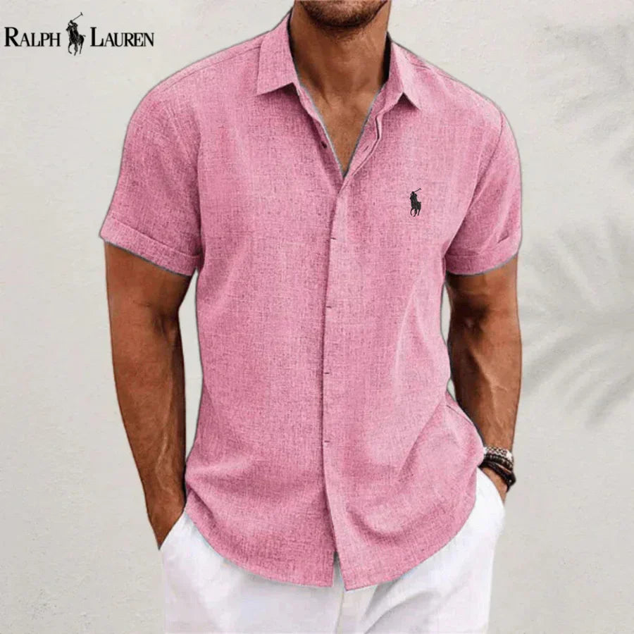 Linen Blend Short-Sleeve Shirt — Clearance Sale