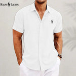 Linen Blend Short-Sleeve Shirt — Clearance Sale