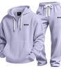 Textured Quarter-Zip Hooded Tracksuit Set