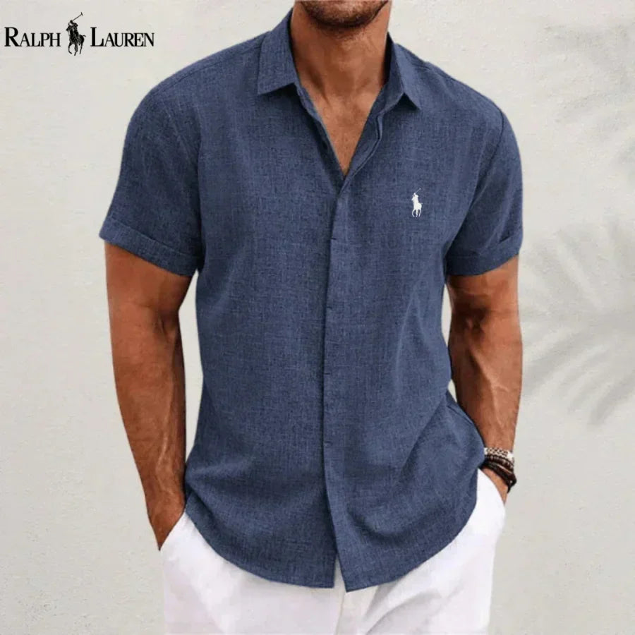 Linen Blend Short-Sleeve Shirt — Clearance Sale