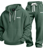 Textured Quarter-Zip Hooded Tracksuit Set