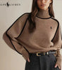 Elegant Contrast Knit Turtleneck Sweater