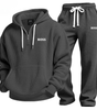 Textured Quarter-Zip Hooded Tracksuit Set