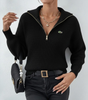 Modern Zip-Neck Knit Top - Clearance Sale