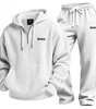 Textured Quarter-Zip Hooded Tracksuit Set