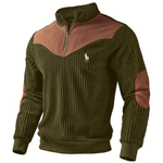 Men's Ribbed Quarter-Zip Color Block Sweater