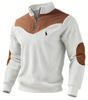 Men's Ribbed Quarter-Zip Color Block Sweater