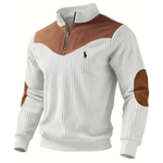 Men's Ribbed Quarter-Zip Color Block Sweater