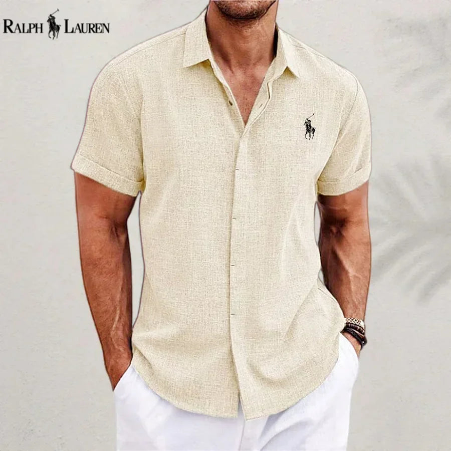 Linen Blend Short-Sleeve Shirt — Clearance Sale