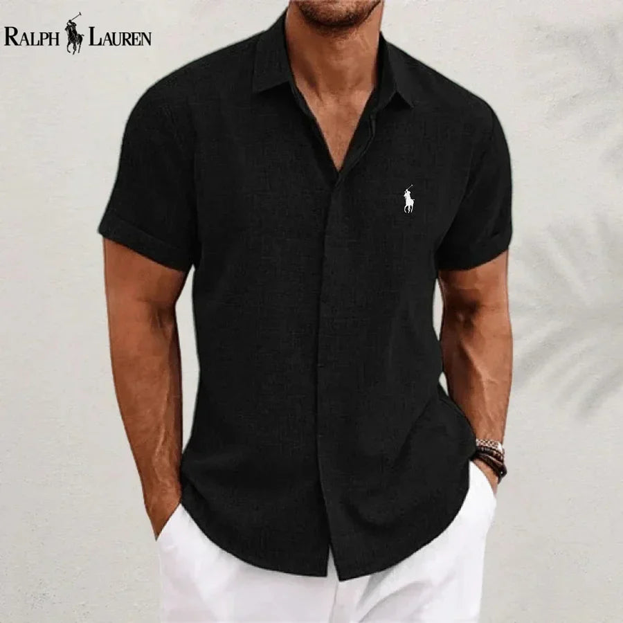 Linen Blend Short-Sleeve Shirt — Clearance Sale