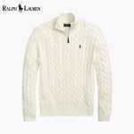 RL Chunky Cable-Knit Cotton Quarter-Zip Sweater